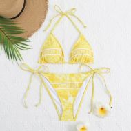 Christian Dior Bikini Women Toile De Jouy Motif Lycra Yellow