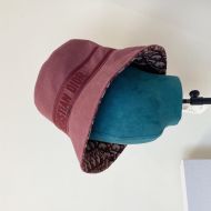 Christian Dior Bucket Hat Oblique Motif Denim Burgundy