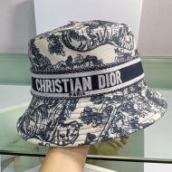 Christian Dior Bucket Hat Toile de Jouy Motif Cotton Black