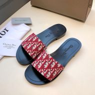 Christian Dior Dway Slides Women Oblique Motif Canvas Red