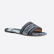 Christian Dior Dway Slides Women Tie & Dye Motif Canvas Blue