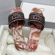 Christian Dior Dway Slides Women Toile de Jouy Voyage Motif Canvas Pink