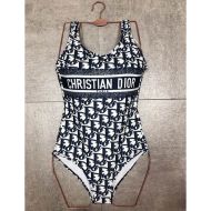 Christian Dior Swimsuit Women Oblique Motif Lycra Black