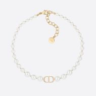 Dior 30 Montaigne Choker Metal and White Resin Pearls Gold