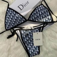 Dior Bikini Women Oblique with Bee CD Motif Lycra Blue