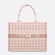 Dior Book Tote Macro Houndstooth Motif Canvas Cherry