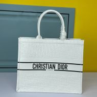 Dior Book Tote Oblique Embossed Calfskin White/Black