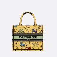 Dior Book Tote Pixel Zodiac Motif Canvas Yellow