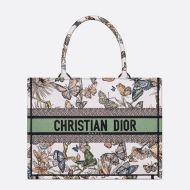 Dior Book Tote Toile de Jouy Mexico Motif Canvas White/Green