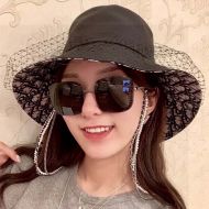 Dior Bucket Hat Teddy Oblique Motif Cotton With Veil Black