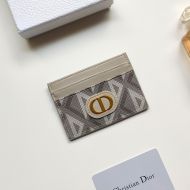 Dior Card Holder CD Diamond Motif Canvas With CD Icon Signature Grey