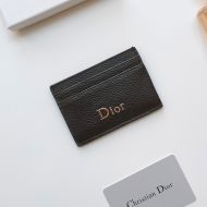 Dior Card Holder Grained Calfskin With D Icon Signature Black