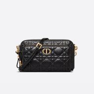 Dior Caro Double Pouch Cannage Calfskin Black