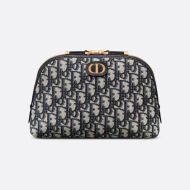 Dior Cosmetic Pouch Oblique Motif Canvas With CD Icon Signature Black