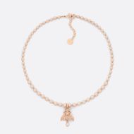 Dior D-Bee Necklace Metal with Pearls and Crystals Pink