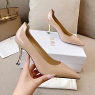 Dior D-Fame Pumps Women Patent Leather Apricot