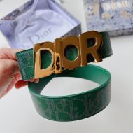 Dior Italic Buckle Reversible Belt Oblique Galaxy Leather Green