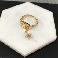 Dior Petit CD Ring Metal and White Crystals Gold