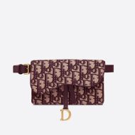 Dior Saddle Belt Pouch Oblique Motif Canvas Burgundy