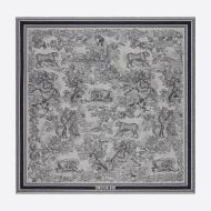 Dior Shawl Toile de Jouy Motif Wool, Silk and Cotton Grey