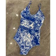 Dior Swimsuit Women Toile De Jouy Motif Lycra Blue