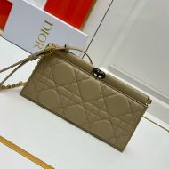 Dior Caro Colle Noire Clutch with Chain Cannage Lambskin Green