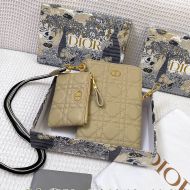 Dior Caro Multifunctional Pouch Cannage Calfskin Khaki