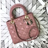 Medium Lady Dior Bag Cannage Lambskin Nude/Gold