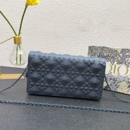 Lady Dior Pouch Ultramatte Cannage Lambskin with Diamond Motif Blue