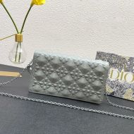 Lady Dior Pouch Ultramatte Cannage Lambskin with Diamond Motif Grey