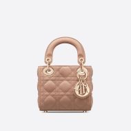 Micro Lady Dior Bag Cannage Lambskin Apricot