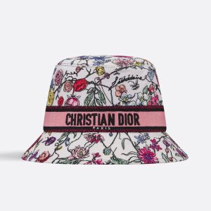 Christian Dior Bucket Hat Florilegio Motif Cotton White