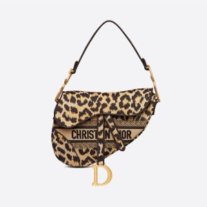 Christian Dior Saddle Bag Mizza Motif Canvas Beige