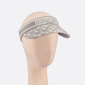 Christian Dior Visor D-Oblique Motif Cotton Grey