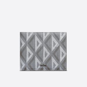 Dior Bi-Fold Wallet CD Diamond Motif Canvas Grey