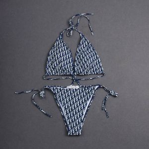 Dior Bikini Women Oblique Motif Lycra Blue