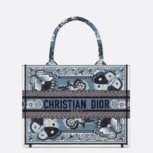 Dior Book Tote Butterfly Bandana Motif Canvas Blue