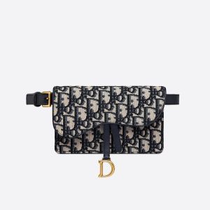 Dior Saddle Belt Pouch Oblique Motif Canvas Blue