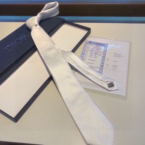 Dior Tie Oblique Motif Silk White